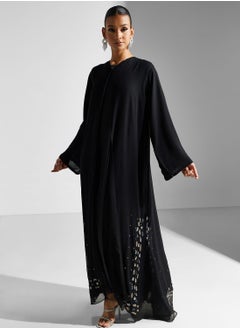 Buy Embellished Lace Detail Abaya in Saudi Arabia