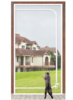 Buy Reinforced Pet Screen Door, Fits Door Size 32''x 80'', Thickened Cat Resistant Mesh Screen Door for Living Room, Patio, Kitchen, Bedroom, Cat Scratch Proof Screen with Zipper Closure. in UAE