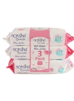 Buy Norsina Baby Wet Wipes 3 * 62 pcs Count 186pcs in Saudi Arabia