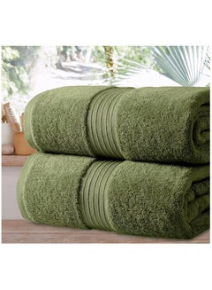 Buy Pioneer Set Of 2 Supersoft Highly Absorbent Lightweight 550Gsm 70 X 140 Cm Bath Towel Green in UAE