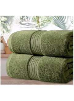 اشتري Pioneer Set Of 2 Supersoft Highly Absorbent Lightweight 550Gsm 70 X 140 Cm Bath Towel Green في الامارات