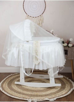 Buy Baby cradle Moses basket for babies with mosquito net with white vibrator holder in Saudi Arabia