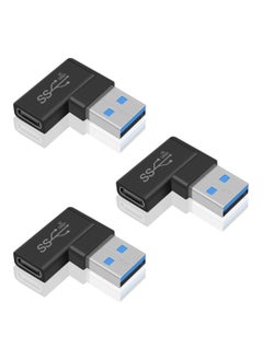 Buy 3 Pack Right Angle USB C to USB Adapter, 10 Gbps 90 Degree USB C Female to USB Male Adapter, USB 3.1 Gen2 Type C USB-C to USB 3.0 Adapter for USB C Cable, Laptops, Phone, Tablet (Black) in UAE