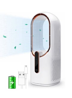 اشتري COOLBABY Desk Fan Bladeless Fan USB Rechargeable Desk Fan Touch Control Small Portable 3-Speed Adjustable Fan Speed Quiet For Bedroom Office Home Outdoor Camping في الامارات
