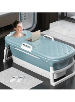 Buy Extra Large Freestanding Bathtubs, Outdoor Family Portable Foldable Bathtub, Tub for Adult Efficient Maintenance of Temperature Bath Tub, SPA & Foot Massage Plastic Non-Slip, Blue in UAE