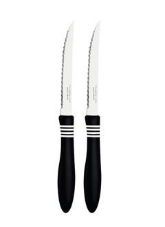 اشتري Cor&Cor 2 Pieces Steak Knife Set with Stainless Steel Blade and Black Polypropylene Handle في الامارات