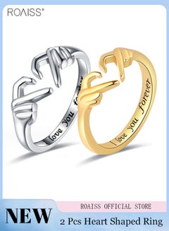 اشتري 2 Pcs Fashion Creative Love Ring Unisex Versatile Adjustable Internal Engraving Couple Ring في الامارات