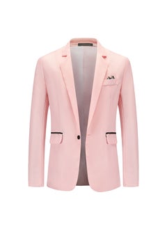 اشتري 1 x 5 pcs 2024 Autumn Mens Plus-Size Color-Block Suit Jacket Pink في السعودية