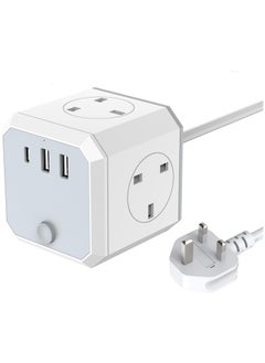 Buy Multi Plug Extension Lead, 4 Way 4 UK Standard Plugs Socket adapter,1.8M Extension Cord,2 USB + 1 Type C Ports (5V/3.4A Max) for Home|Dorm|Office|Travel in Saudi Arabia