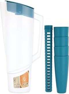 Buy M-DESIGN Jug with Infuser + 4 Cups - Plastic Teal in Egypt