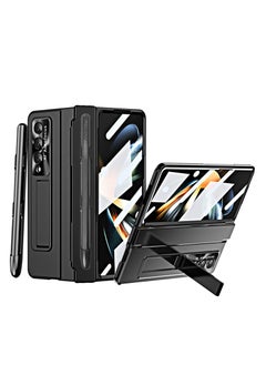 Buy For Samsung Galaxy Z Fold 4 Case with S Pen & Pen Holder, One-Piece Design Z Fold 4 Case with Hinge Protection Built-in Screen Protector Kickstand All-Inclusive Slim PC Case for Z Fold 4 Black in UAE