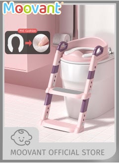 Buy Potty Training Toilet Seat with Adjustable Step Ladder Comfortable Safe Potty Seat Foldable Portable Potty Chair Anti-Slip Potty Training Toilet for Boys and Girls Pink in Saudi Arabia