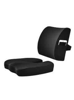 Buy Gel Seat Cushion Back Cushion Set, For Car Office Computer Chair Black in Saudi Arabia