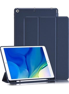 Buy iPad 9th/8th/7th Generation case 2021/2020/2019 iPad 10.2-Inch Case with Pencil Holder Sleep/Wake Slim Soft TPU Back Smart Magnetic Stand Protective Cover Cases Navy Blue in Saudi Arabia