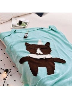 Buy Cute Cartoon Blanket For Baby cotton Blue/Brown/White 110x130cm in Saudi Arabia