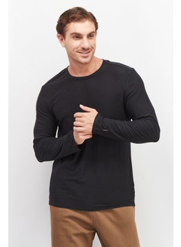 Buy Men Sportswear Fit Long Sleeves Running T-Shirt, Black Heather in UAE