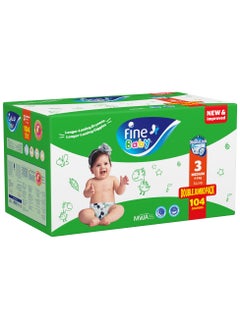 Buy Baby Diapers Medium 4-9 kg 104 Count in Saudi Arabia