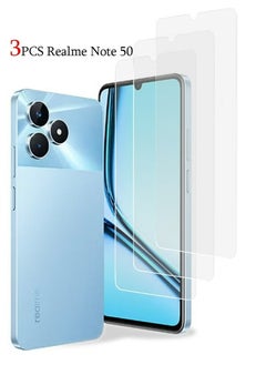 اشتري 3 Packs Realme Note 50 Screen Protector Tempered Glass with Anti Scratch 9H Hardness Full Glue Screen Protective Film Premium HD Clarity Bubble Free Tempered Glass for Realme Note 50 في السعودية