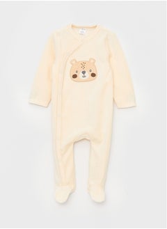 Buy Embroidery Detailed Velvet Baby Boy Jumpsuit (0-12 Months With Booties, 12 Months+ Without Booties) in Egypt