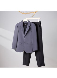 اشتري Mens Casual Blazer Wrinkle-Resistant Spring Business Suit JacketDark gray Dark gray في السعودية