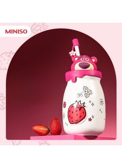 Buy Lotso Strawberry Bear Ceramic Cup Dual Purpose Cup with Lid, Portable Sanrio Straw Cup Cute Handy Cup for Kids Student Adults in Saudi Arabia