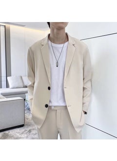 Buy Casual Slim Fit Mens Blazer Korean Trendy Suit Jacket K38 Single West khaki in UAE