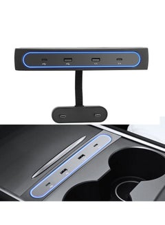 Buy KASTWAVE for Tesla Model Y / 3 Docking Station 4 in 1 USB LED Hub, Compatible Docking ​Station ​of Center Console HUB Adapter Multiport Cable Extension Accessories in UAE