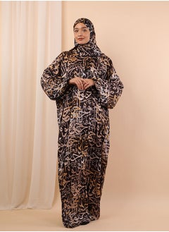 اشتري Printed Satin Isdal Black - Beige For Women في مصر