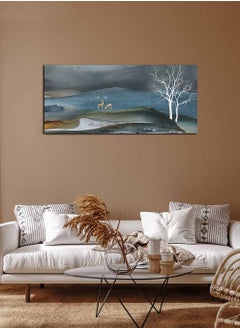 Buy Framed Canvas Wall Art Stretched Over Wooden Frame, Panorama Orientation Mountains and Forest Painting, For Home, Living Room, Office Décor in Saudi Arabia