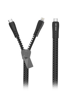 Buy Green Lion 2 in 1 Zipper Cable ( Type-C to Lightning Type-C ) 85CM - Black in Egypt