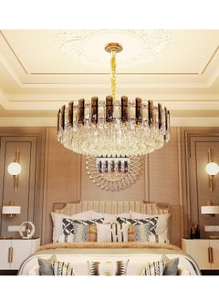 Buy Luxury Modern Round Crystal Chandelier 5-Tier Flush Ceiling Crystal Chandelier 40x28cm 5 Tiers Ceiling Hanging Pendant Light with 6 Bulbs Lights for Kitchen Bedroom Transparent Grey in Saudi Arabia