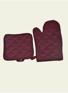 Buy 2-Piece Cotton Oven Pad & Gloves 28x17cm in Saudi Arabia