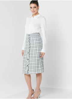 Buy High Waist Button Detail Skirt in UAE