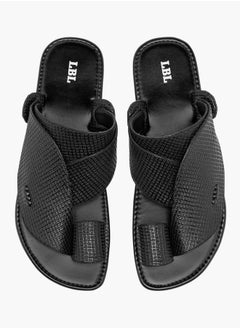 Buy Men Textured Slip-On Arabic Sandals with Toe Loop in Saudi Arabia