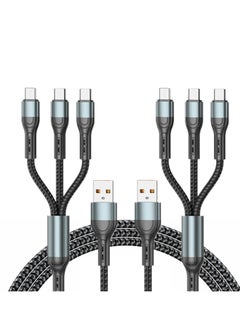 Buy 2-Pack Charger Cable for Type-C, Micro USB and IP Smartphones, 3-in-1 Super Fast USB Charging Cord Compatible with Game Controllers and Airpods, 4ft in Saudi Arabia