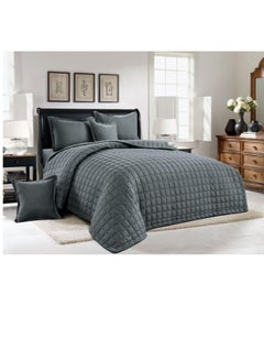 Buy Two-piece comforter set, 6-piece polyester comforter, king size comforter, 230x250 cm, gray in Saudi Arabia