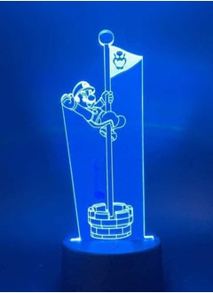 اشتري LED Multicolor Night Light Game Super Mario Touching The Goal Pole Flag Cool Gift for Kids Child Decoration Table Desk 3D Lamp في الامارات