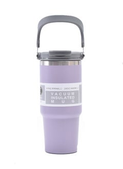 Buy 30 oz. Insulated Mug with Handle, Stainless Steel Double Decker Water Bottle with Lid and Straw, Reusable Coffee Mug, Travel Mug, Insulated Tumbler, Wide Mouth Smoothie Mug (Purple) in UAE