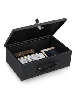 اشتري Fireproof Document Box with Key Lock, Safe Storage Box for Valuables, Fire Resistance Security Chest, Fireproof Box for Documents, Passport, Cash, Tablet, Exterior 12.8'' x 8.4'' x 4.5'' Black في السعودية