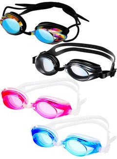 Buy 4 Pairs Triathlon Swim Goggles Swimming Goggles Anti Fog Shatterproof Uv Protection Goggles Assorted Colors in UAE
