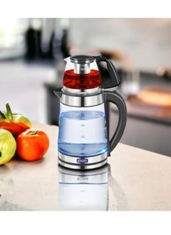 اشتري Electric Kettle with Teapot, 2 in 1, 2L Kettle + 750ml Teapot, Black and Silver - (MC-63320) في السعودية