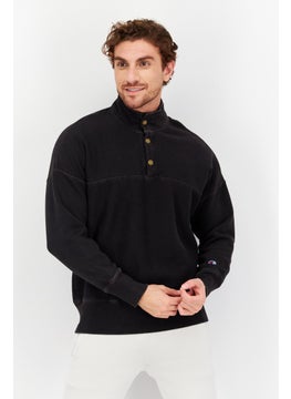 Buy Men Sportswear Fit Long Sleeve Outdoor Sweatshirt, Washed Black in UAE