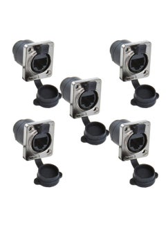 اشتري RJ45 Waterproof Connector, Panel Mounting RJ45, IP65 PCB Signal Panel Cat5/5e/6 8P8C Connector Ethernet LAN Cable Connector Double Head Coupler Adapter with Dust Cap (5 Pack, 90° Vertical) في الامارات