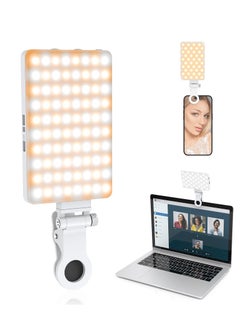 Buy 80 LED Portable Selfie Light, 3 Light Modes 2000mAh Video Fill Light, with Front & Back Clip, for Phone, iPhone, Android, iPad, Laptop, for Makeup, Selfie, Vlog, Video Conference (White) in UAE