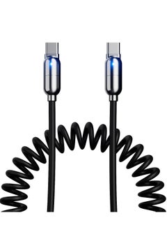 Buy USB C Cable 100W Fast Charging, Retractable Coiled Type C Charger for Android, 1.3ft-6ft Car Cord for iphone, Samsung Galaxy, and Android Devices in UAE