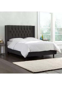 Buy Supreme Comfort: Swedish Wood King Bed - Deluxe Charcoal Elegance (160x200x140) by Alhome in Saudi Arabia