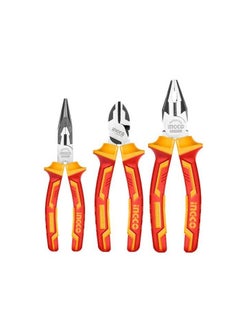 Buy 3-Piece Insulated Pliers Set, CRV Material, Up to 1000V, Black Finish & Polish in UAE