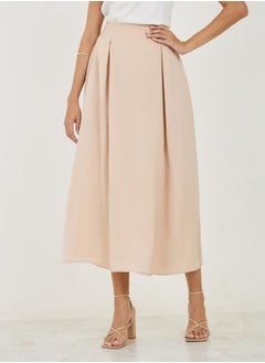 Buy Box Pleat Detail Satin Midi Skirt in Saudi Arabia