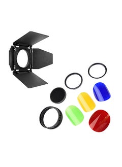 اشتري BD08 Barn Door & Honeycomb Grid & 4 Color Gel Filters Kit (Red Yellow Blue Green) for Outdoor Flash Strobe Light Monolight Speedlites في الامارات