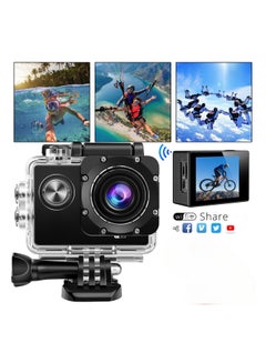 Buy Full HD Action Camera 1080P  Sports Camera Action Cam Underwater Waterproof Camera and Mounting Accessories Kit for Diving Bicycle Climbing Swimming etc in UAE